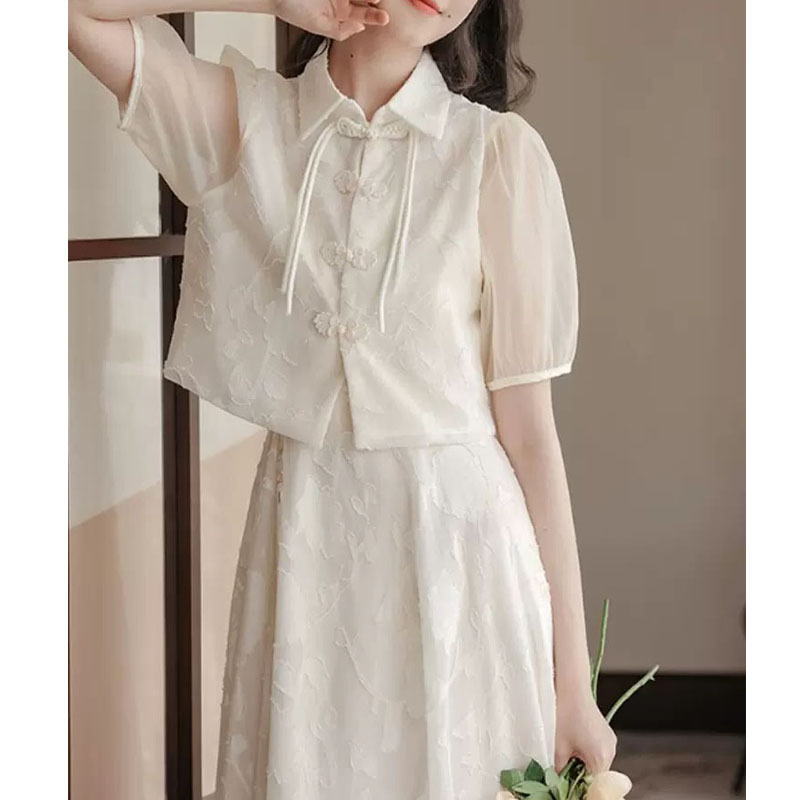 New Chinese Style Improved Cheongsam Chinese Style Suit Dress Women's Summer 2023 Hanfu Design Skirt Small