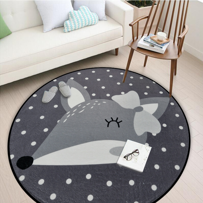 Dots on White Background Animal round Carpet Bedroom Living Room End Table Hanging Basket Garden Blanket Room Computer Chair Cushion