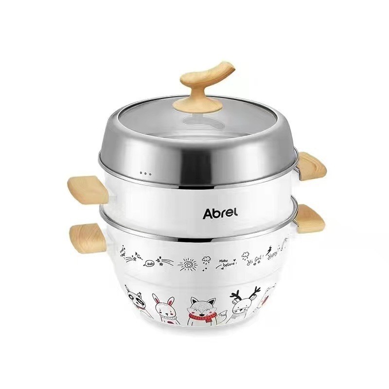 Anboli Enamel Steamer Stew Stew-Pan Household Multi-Functional Large Cage Drawer Large Capacity Gas Stove Induction Cooker Special Use