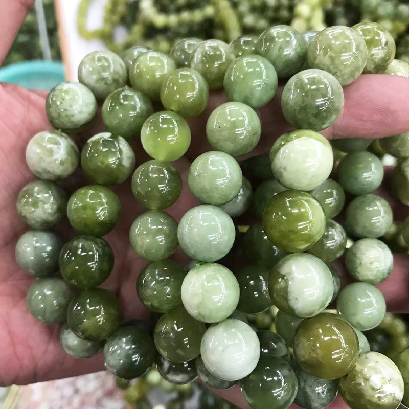 5mm岫玉青提奶盖甲翠手串现货
