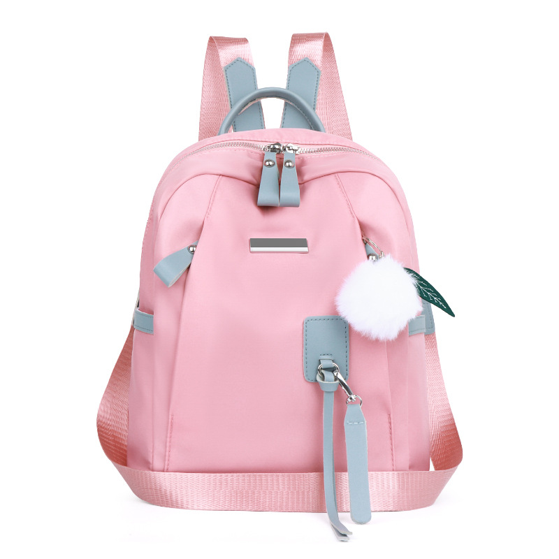 Cross-Border Wholesale Women's Bags New Oxford Cloth Backpack Simple Solid Color Fashion Schoolbag Casual and Lightweight Travel Bag