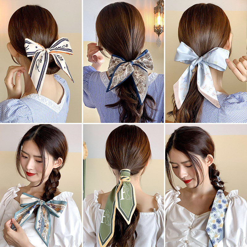 丝巾发带女绑发外出夏季薄款扎头发法式头绳飘带头巾编发丝带头饰