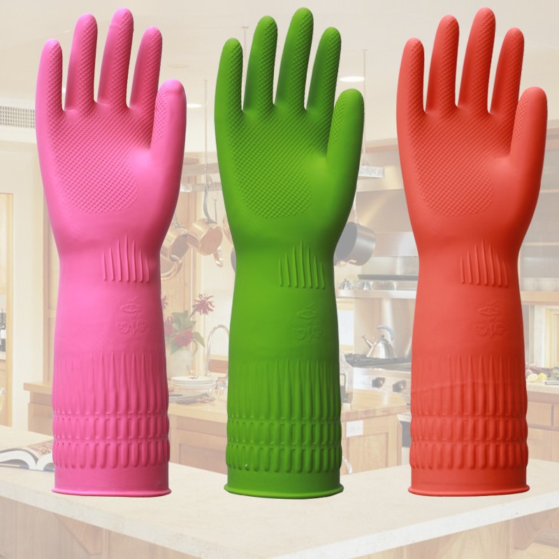 extended extra thick and durable waterproof rubber beef tendon household lady rubber washing and cleaning working labor protection rubber gloves