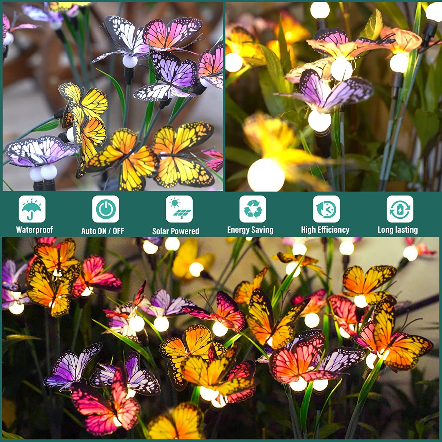 Spot New Led Solar Firefly with Butterfly Plug-in Lamp Outdoor Waterproof Decorative Courtyard Landscape Lamp