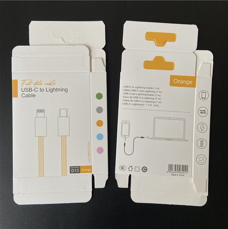 适用于 苹果pd快充数据线包装盒 13 20w马卡龙 手机充电线包装盒