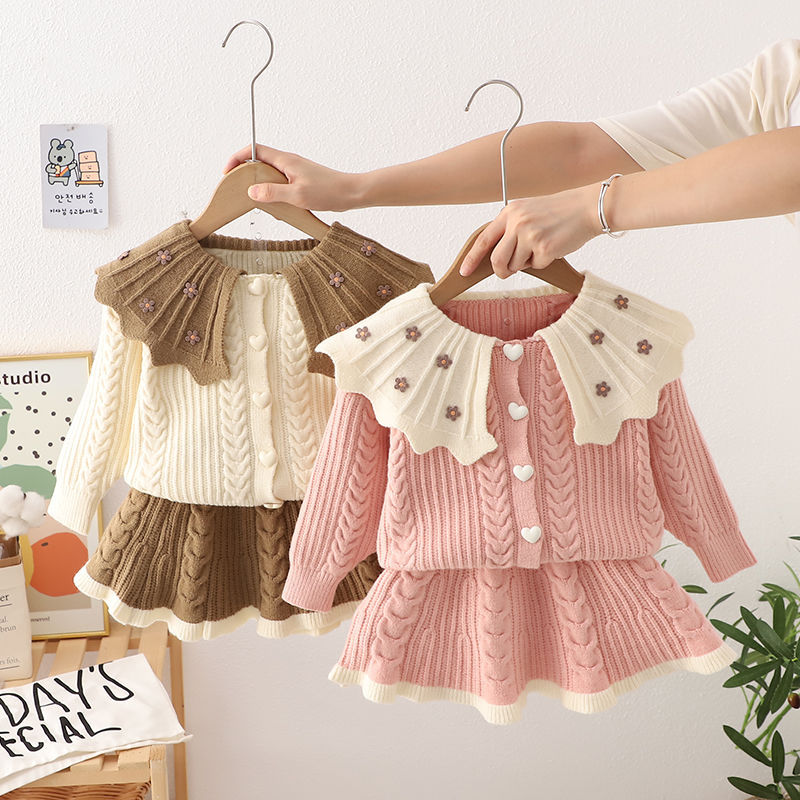 女童秋装2024儿童新款毛衣套装裙女宝宝针织公主裙两件套毛线衣潮