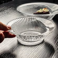 水晶玻璃碗水果盘小蝶盘子碟商用点心碟子蝶子小果盘条纹家用