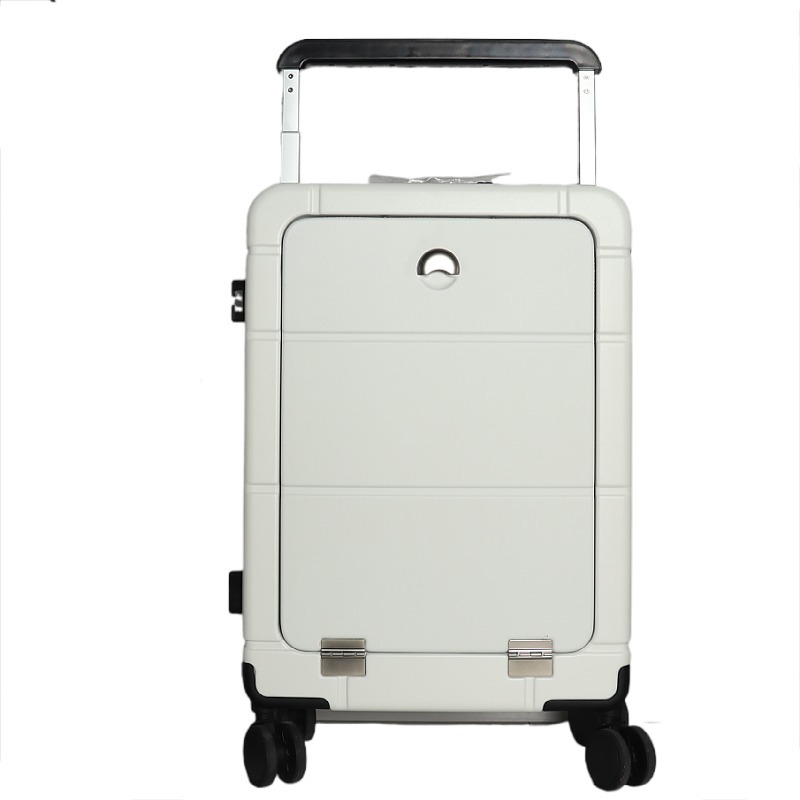 90 Points Side Open Suitcase Business Front Open Cover 20-Inch Boarding Luggage Double TSA Lock USB Charging Trolley Case