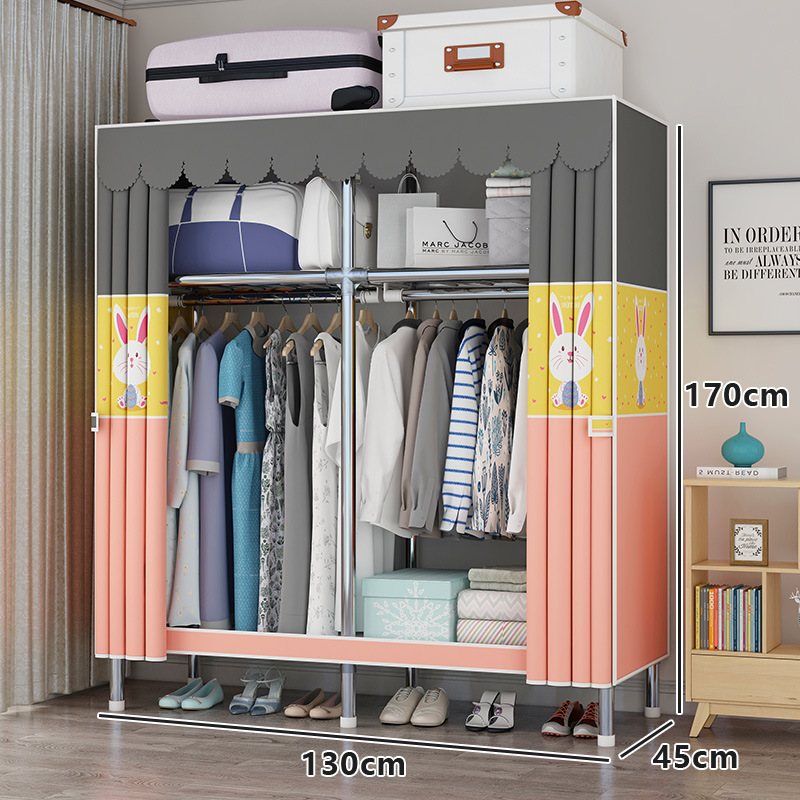 Vertical Simple Wardrobe Bold Reinforcement Alloy Interface Cloth Wardrobe Simple Economical Assembly Storage Wardrobe