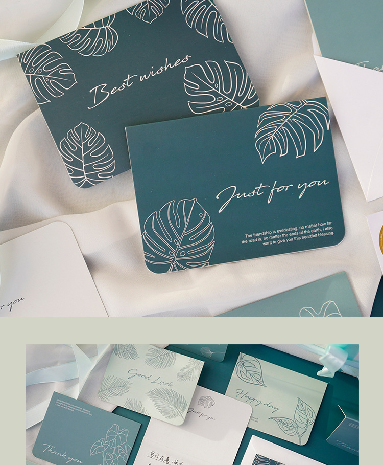 生日贺卡创意高端简约ins风小清新植物感恩祝福小卡片diy手工折叠