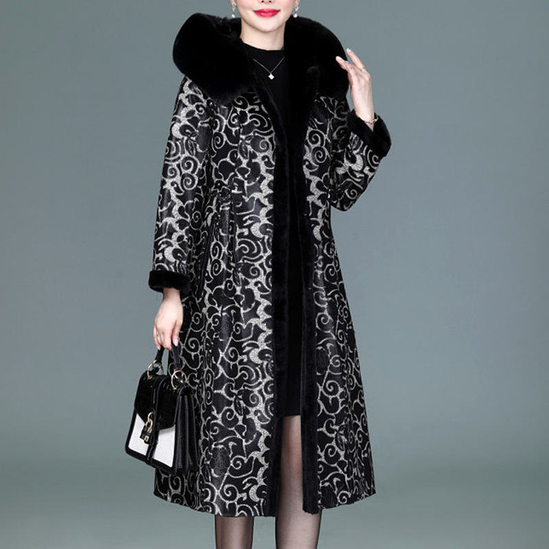 Double-Sided Wear Fur Coat Women‘s Winter New Wide Lady Suede Coat Mid-Length Waist Thickened
