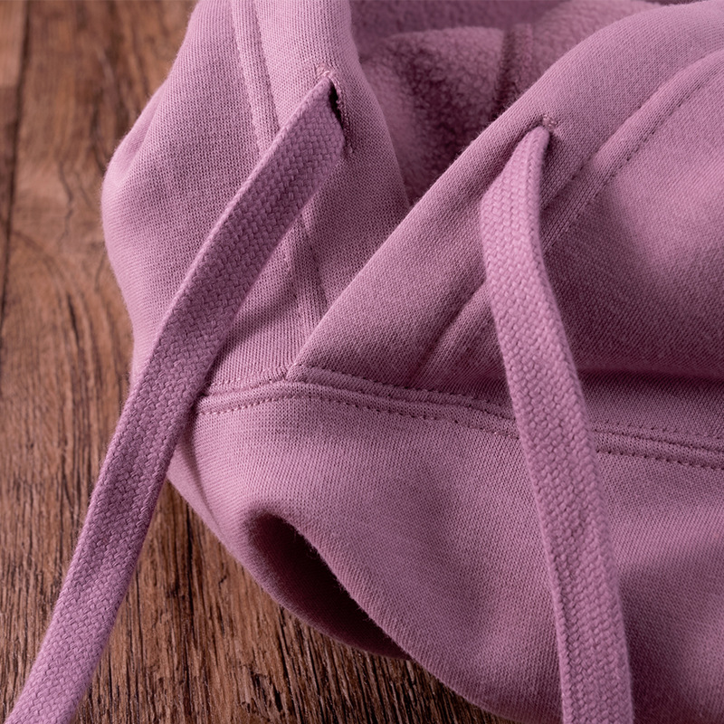 温柔风重磅纯棉奶油紫连帽卫衣纯色香芋紫加绒冬季休闲帽衫男女款