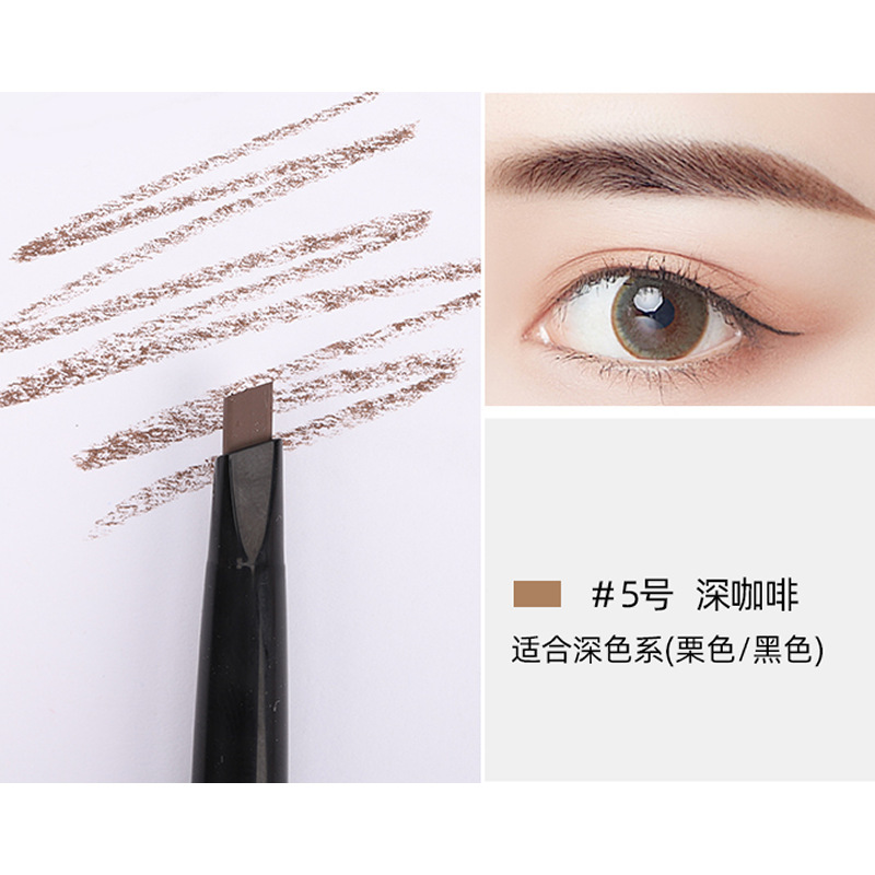 Factory Direct Sales Double-Headed Eyebrow Pencil Dual-Purpose Automatic Waterproof Rotation Sweatproof with Brush Double-Headed Rotate Eyebrow Pencil Eyebrow Pencil with Plastic Seal