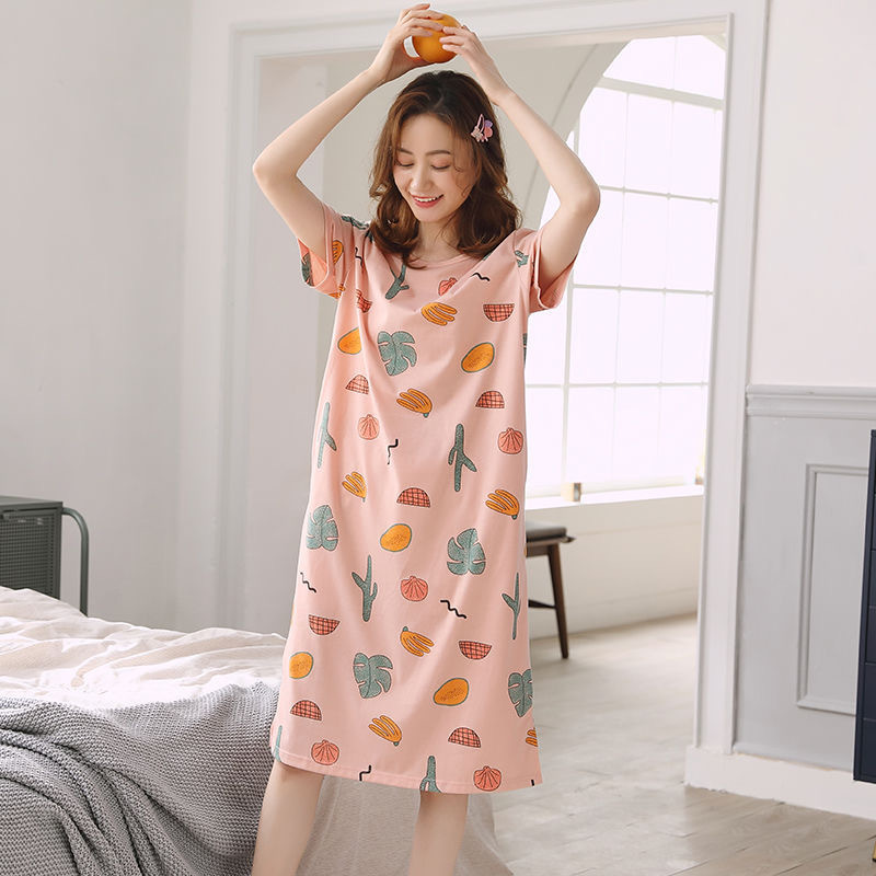 Pajamas Women's Summer Korean Pajamas Women's Summer Nightdress Short Sleeve Women's Summer Home Wear Suit Student Cute Large Size