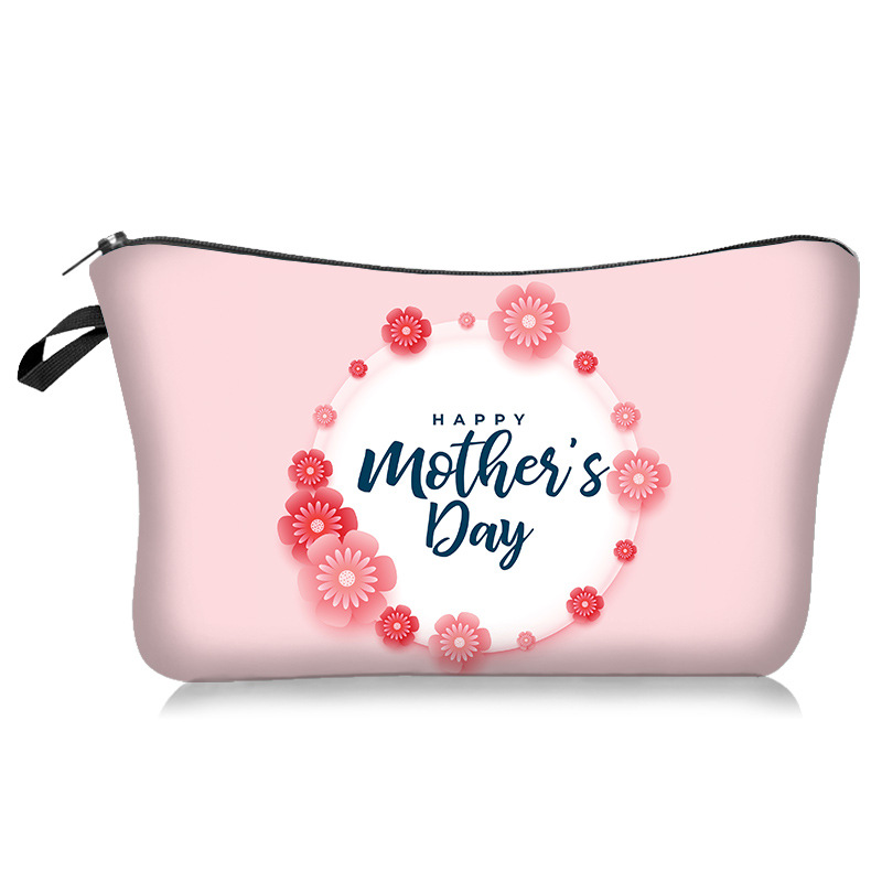 Cross-Border New Arrival Mother's Day Series Cosmetic Bag Handheld Storage Wash Bag Lazy Portable Travel Bag