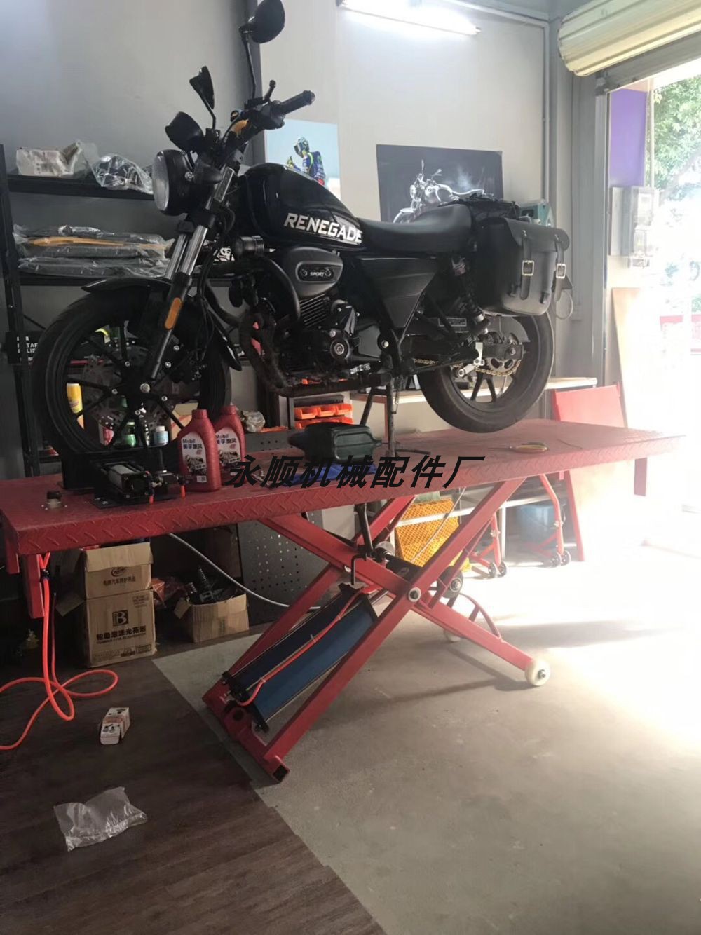摩托车跑车电动修理工具举升升降机维修台修车架升降台工作台气动