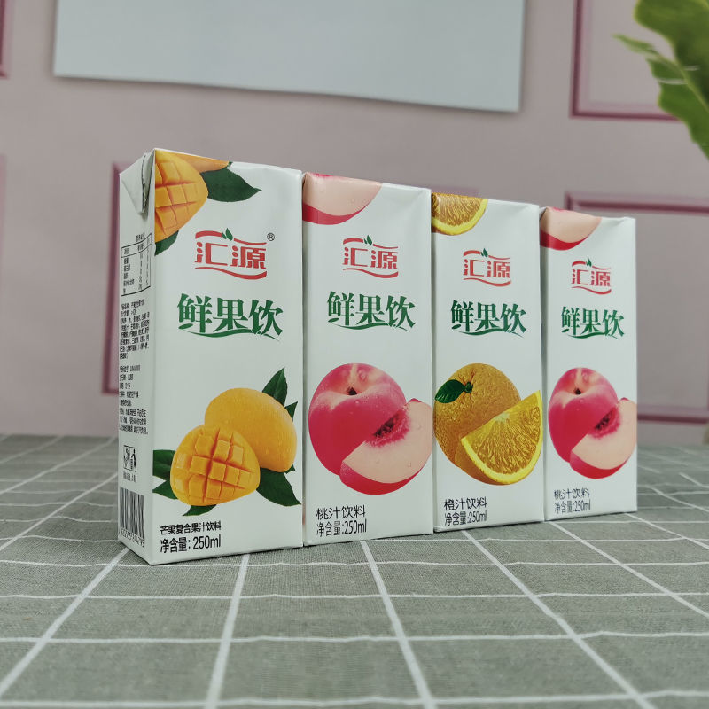汇源果汁鲜果饮250ml橙汁桃汁芒果汁果汁美团外卖自助餐饮料纸盒