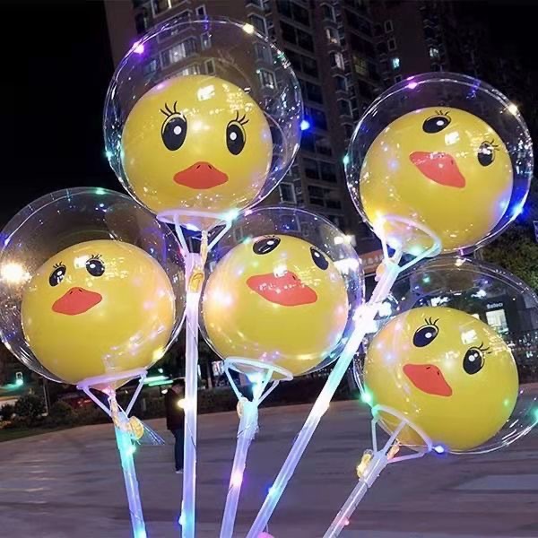 Internet Celebrity Bounce Ball Luminous Balloon Stall Night Market Push Scan Code Transparent Bounce Ball Cartoon Balloon