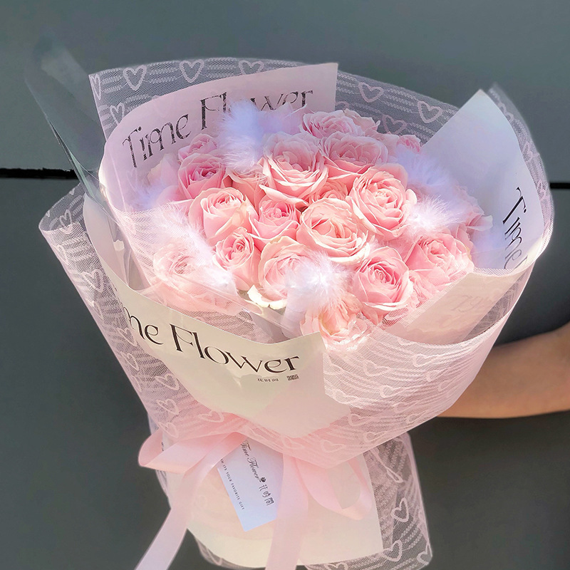 七夕新款纱网纱包花纱心语白纱鲜花花束搭配装饰包装材料花店用品