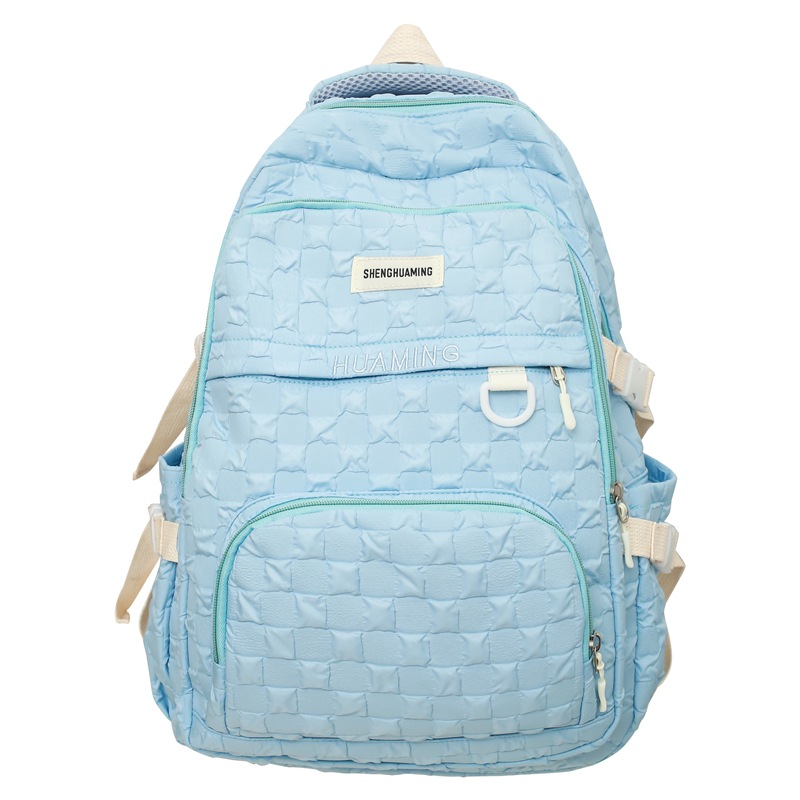 Campus Fresh Schoolbag Female Bubble Plaid Backpack 2023 New Junior High School Student Backpack