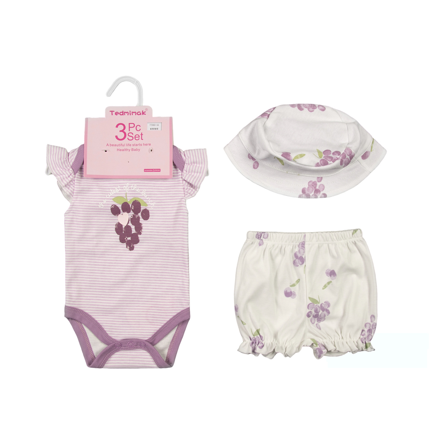 foreign trade summer men‘s and women‘s baby vest 4-piece short ha + shorts + shell-like bonnet + socks