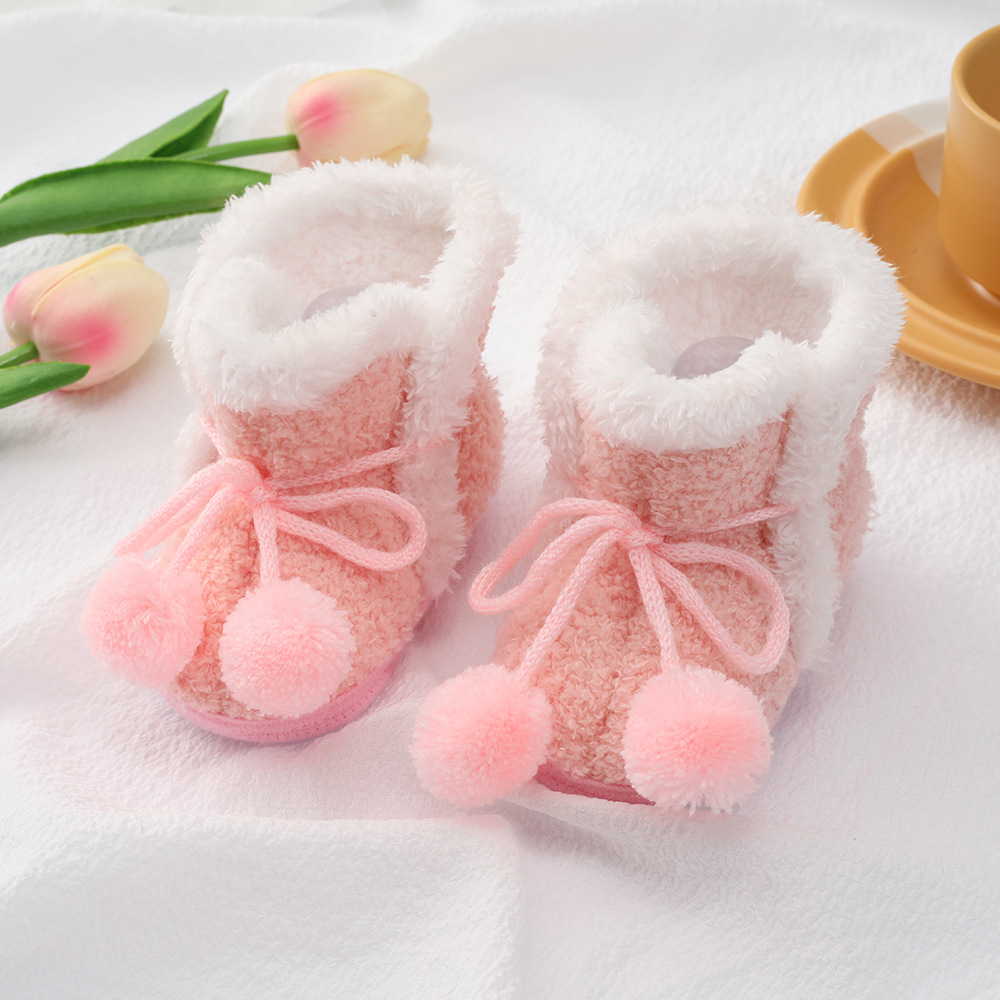 Winter Warm Cute Snow Boots Toddler Shoes in Stock Baby Cotton Shoes Fleece-lined Thickened 0-1 Years Old Baby Shoes