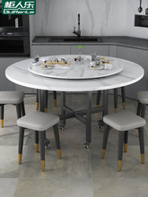 折叠桌子餐桌家用小户型可移动吃饭圆桌免安装带转盘客厅出租房用