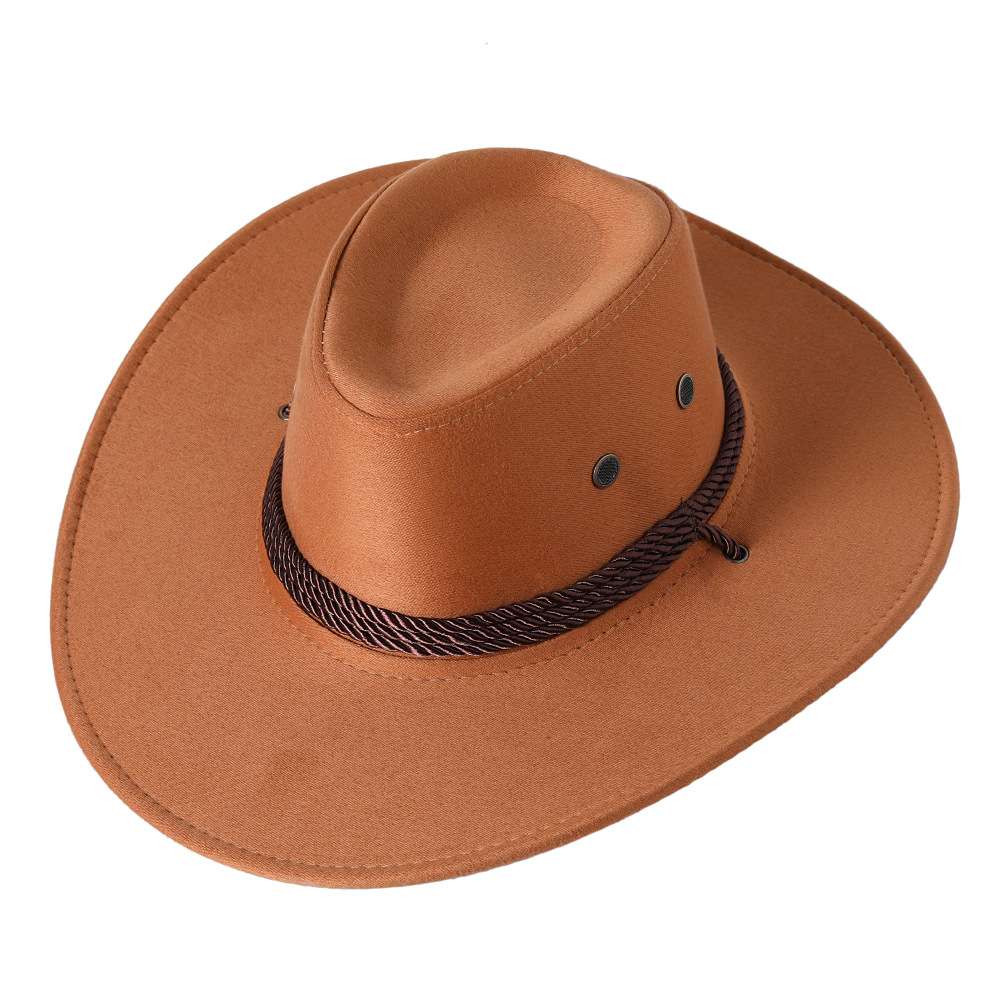 跨境国际美国西部牛仔帽麂皮绒户外遮阳帽男士骑马帽子大檐牛仔帽