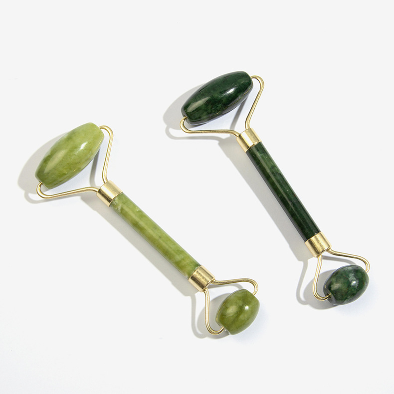 Xiuyan Jade Roller Massage Roller Set Face Beauty Instrument Double-Headed Green Phoenix Jade Manual Massage Stick Meridian