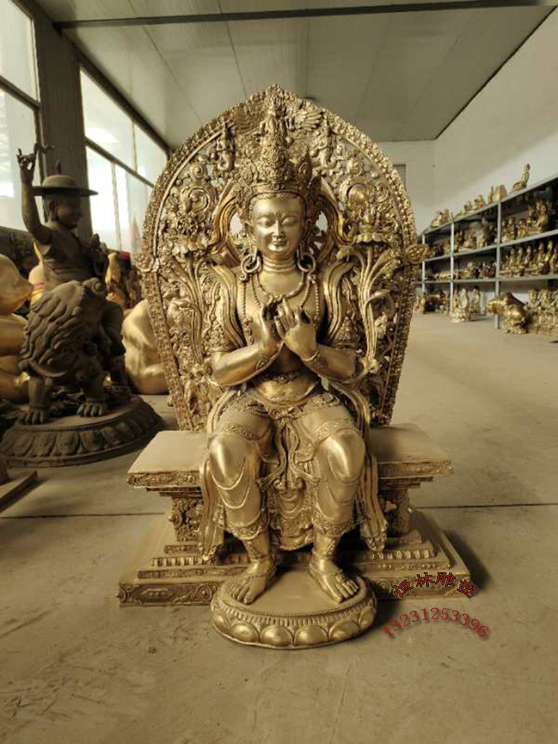 强巴佛佛像纯铜铸造大型藏传寺院全铜1米1弥勒佛密宗铜像直销摆件