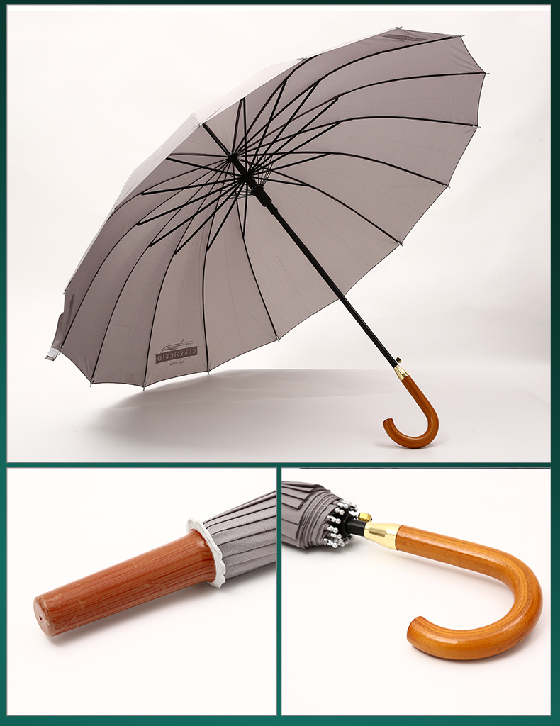 日本伞马卡龙色系16骨长柄直杆伞创意竹柄小清新雨伞logo广告