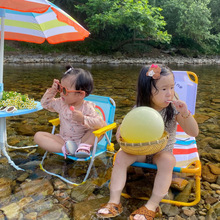 韩国ins儿童折叠躺椅 沙滩椅睡椅便携式套装午休椅子露营野餐桌子