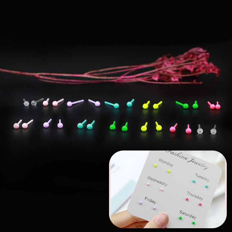 韩版优质塑料防过敏耳钉透明树脂珠针养耳棒耳棍耳针饰品批发