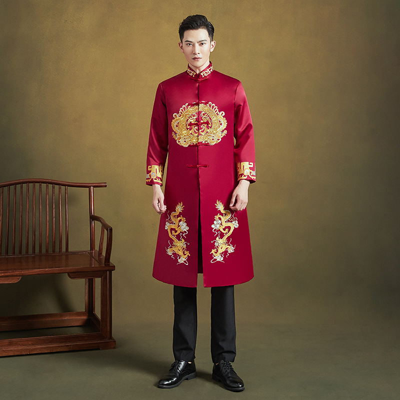 新郎结婚秀禾服冬季中式新郎礼服2020新款男士龙凤褂中国风秀和服