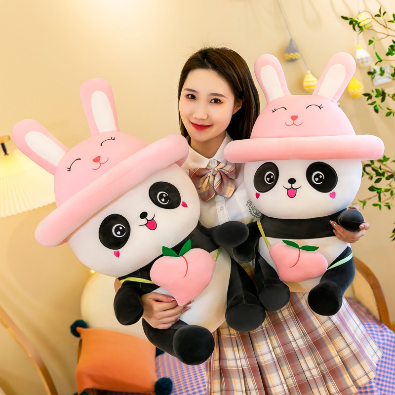 Peach Panda Doll Plush Toys Bed Sleeping Cartoon Transformation Peach Panda Doll Pillow Gift Wholesale