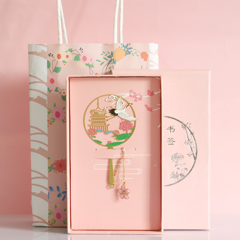 黄鹤楼团扇折扇柄扇古典风金属书签武汉旅游纪念品设计小清新