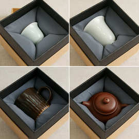 陶瓷盒定 做精品陶瓷器茶杯子包装盒礼品盒正方形牛皮纸盒子定 制