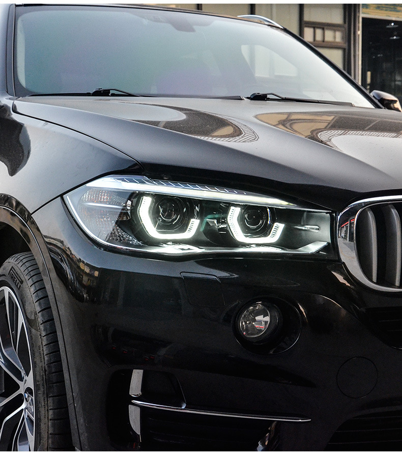 适用于14-17款宝马x5大灯总成f15改装led勺子日行灯激光透镜led