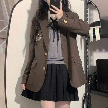 jk制服女班服春季日系学院风西装外套高中学生毕业运动会校服套装