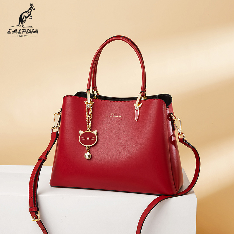 阿尔皮纳袋鼠女包大容量牛皮包经典手提包女