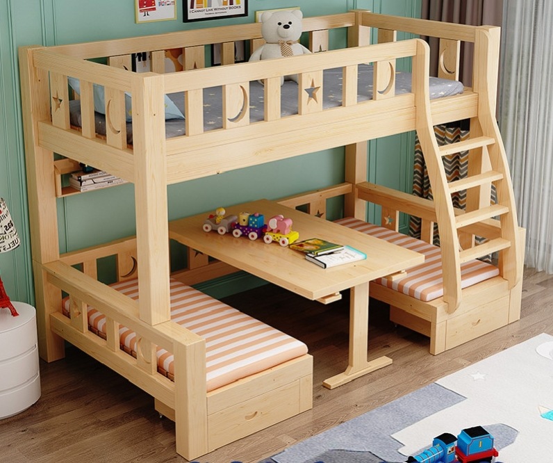 床带衣柜一体多功能高架定制课桌椅学校培训班辅导班中小学生套管升降