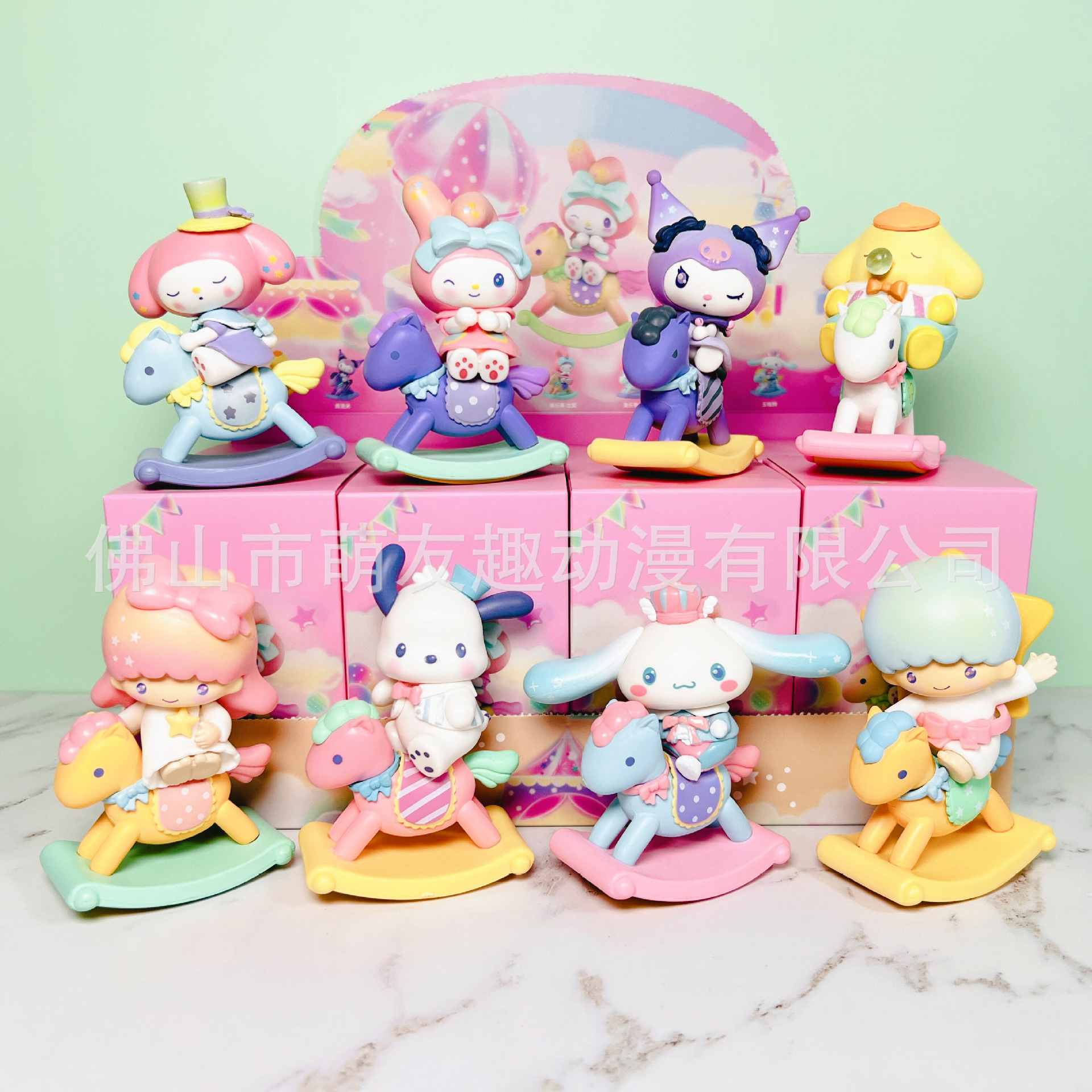 三丽鸥手办盲盒 美乐蒂库洛米玉桂狗帕恰狗玩具公仔汽车蛋糕摆件