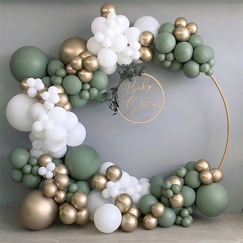 Cross-Border New Arrival Avocado Green Rubber Balloons Package Retro Green Bean Paste Balloon Chain Set Party Dress up