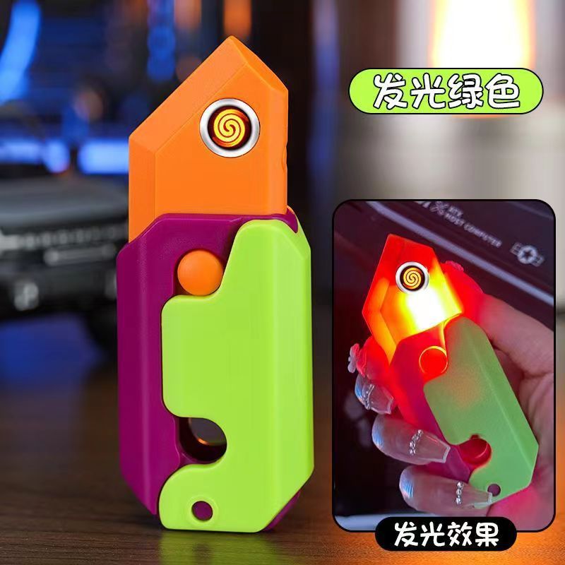 Radish Knife Charging Lighter Decompression Luminous Toy Same Lighter Cigarette Lighter Xiaohongshu Same Style