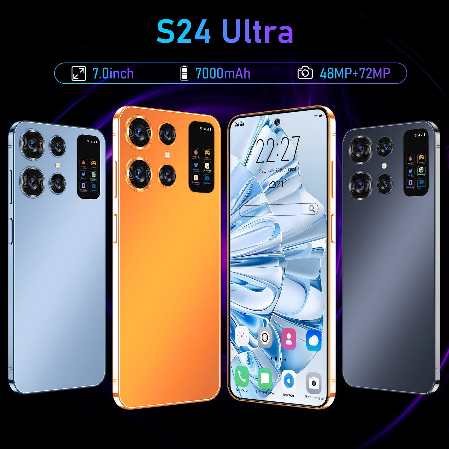 跨境新款S24 Ultra手机（3+32）4G网1300W外贸智能手机价低代发