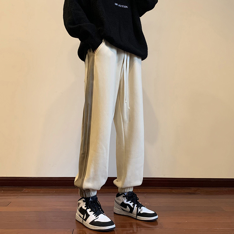   High Street Pants Men's Spring American Retro Color Matching Fashion Brand Sports Pants oose Ulzzang eisure Tappered Sweatpants