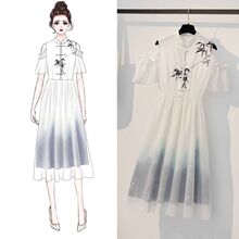 相似大码女装中国风改良版旗袍汉服连衣裙女夏汉元素修身显瘦古风长裙