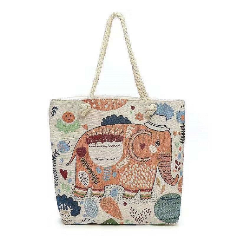 Double-Sided Live Broadcast Internet Celebrity Ethnic Style Embroidered Cotton and Linen Tote Bag Women's Shoulder Thick Rope Fashion Trendy Stall New Product