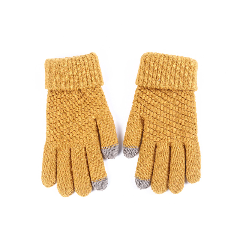 Winter Touch Screen Gloves Men and Women's Couple Thickened Gloves Cold-Proof Thermal Knitted Gloves