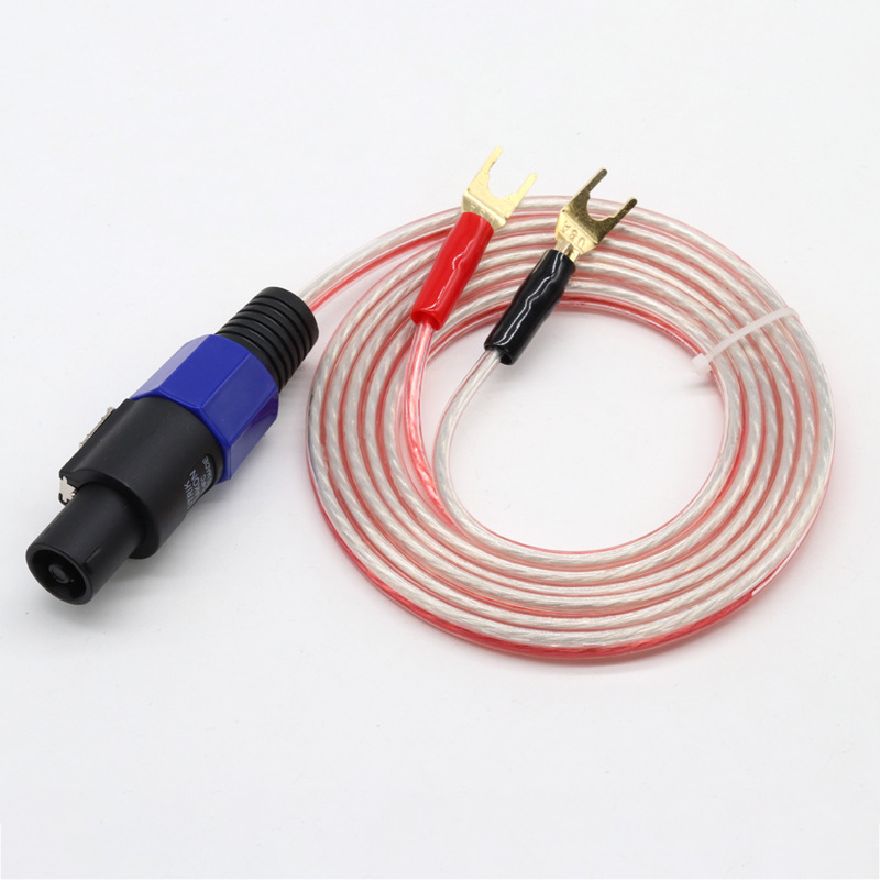 欧姆头转香蕉音箱线一分二y型插头转欧姆插头连接线功放音箱喇叭